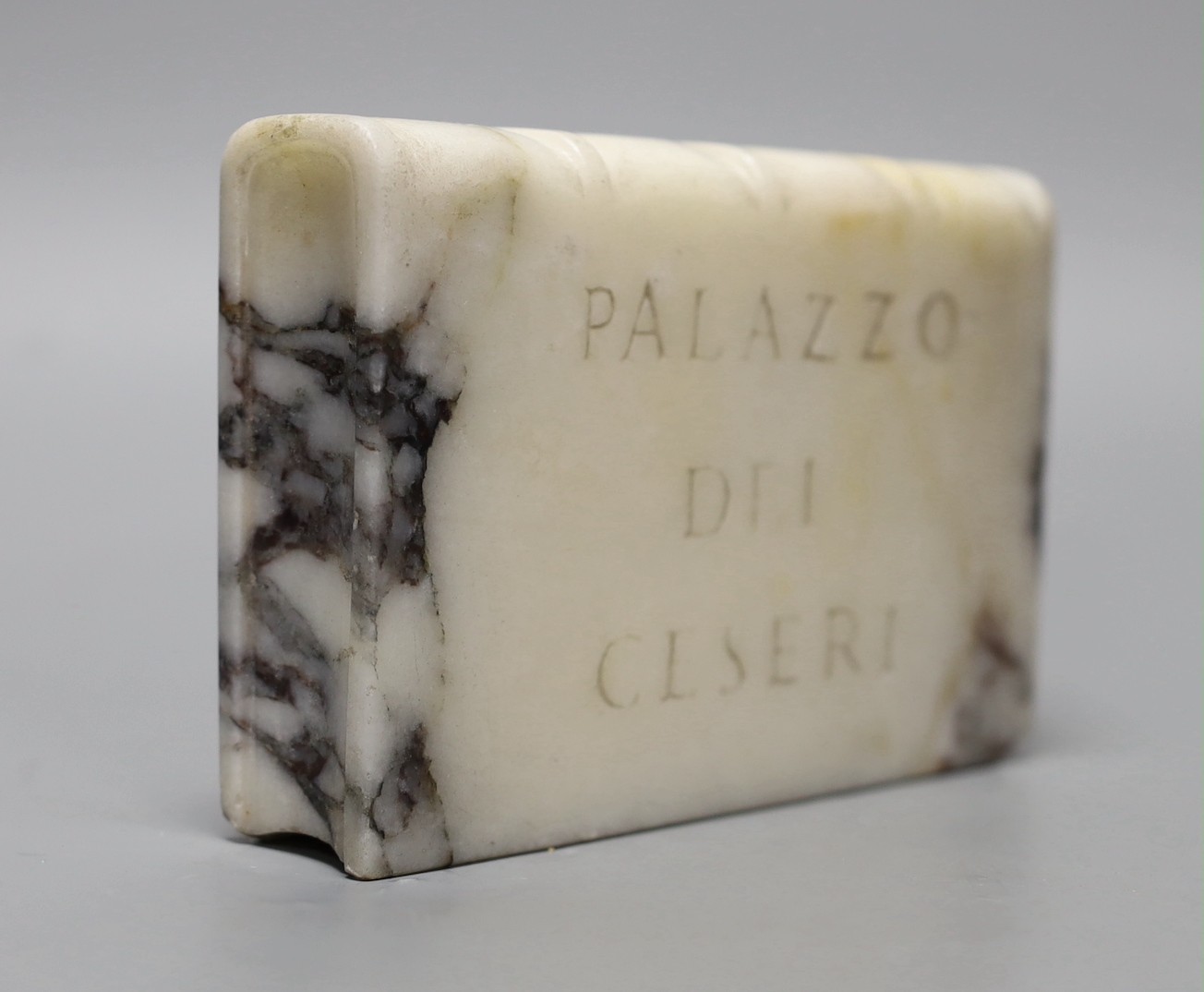 A 19th century Grand Tour carved marble ‘book’ - 'Palazzo dei Ceseri’, 16cm